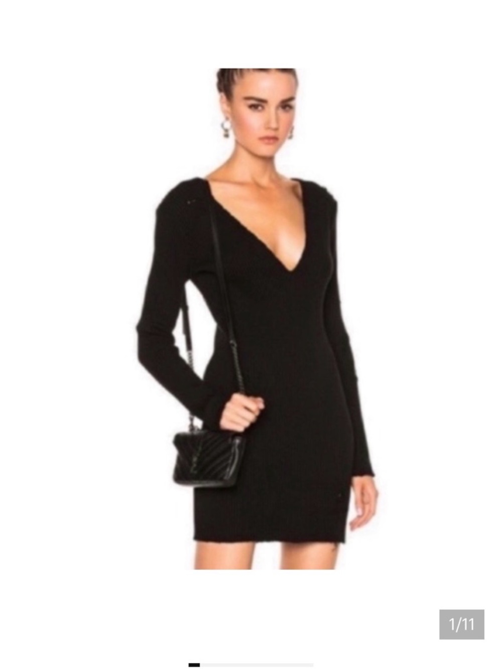 L’AGENCE Plunge V-Neck Shoulder Knit Mini Dress NWT XS